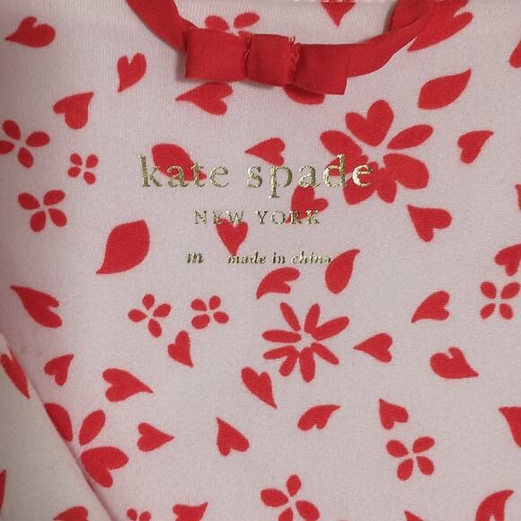 Kate Spade Modal Pajama Top Wmn's Sz M 3/4 Sleeve button Up Pink red Heart s - Picture 2 of 11